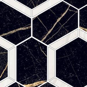 Esagona Mix Marquina Onice Bianco